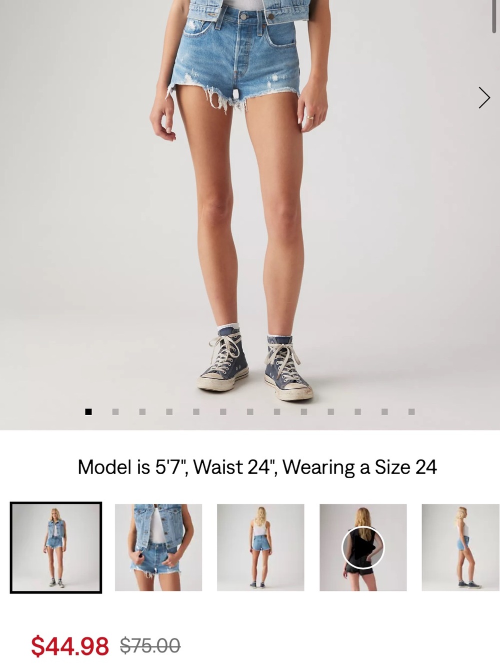 Levi's Dark Blue High-Waist Distressed Denim Shorts